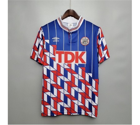 Ajax 90/91 Away Red&Blue Soccer Jersey